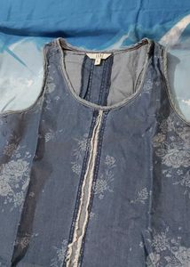 Denim Floral Print Dress