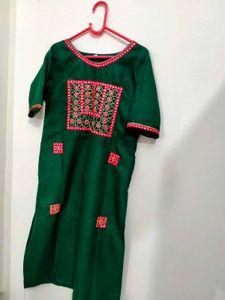 Red Green Kurta Palazzo Set