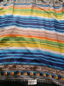 Vibrant Colorblocked Saree With Blouse Piece