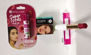 Sugar Gold And Behold Jelly Highlighter, Myglamm Color Pop Lipbalm, Myglam Lit Liquid Matte Lipstick Combo (New)