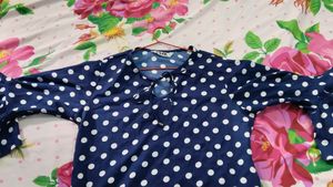 Navy Polka Dot Top