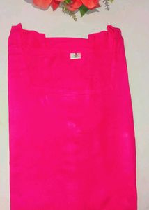 A Line Pink Kurti With Square Neck