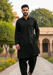 Men's Black Kurta Set
