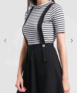 Striped Top &amp; Suspender Skirt Set