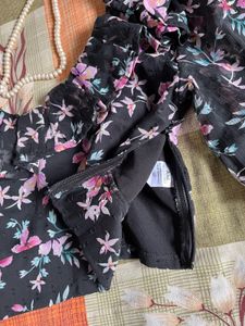 Korean Floral Crop Top