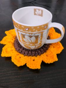 Handmade Crochet Sunflower Coasters