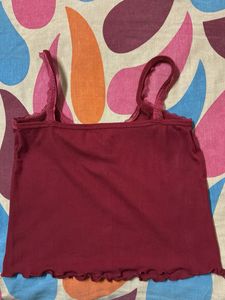 Y2K Cute Red Lace Trim Tank Top