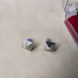 Pure Silver AD Pyramid Stud Earrings
