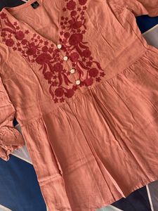 Peach Embroidered Top