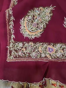 chiffon Maroon Saree