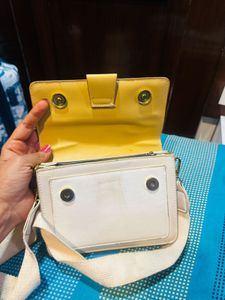 Yellow &amp; White Crossbody Bag