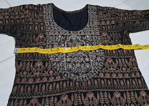 Zari Work Black Kurti Top