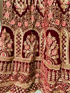 Maroon Velvet Lehenga