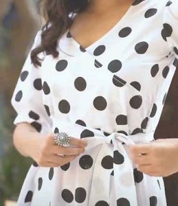 Polka Dot Midi Korean Dress