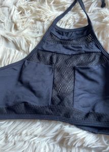 black High Neck halter crop top