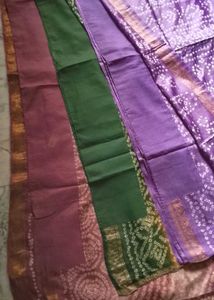 Brand New fastive bandhani cotton silk saree set