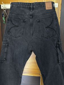 Black Denim Cargo Jeans