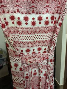 Red &amp; White Patterned Dress