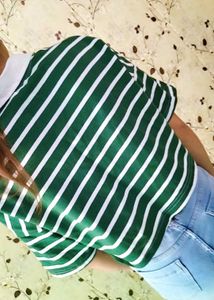 Striped Green & White Tee