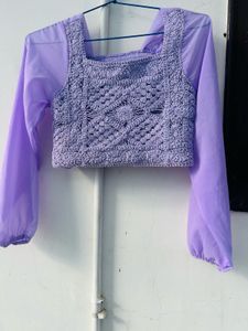 Purple Puff Sleeve Top
