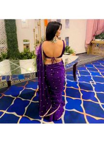 Elegant Purple Saree with Embellishments