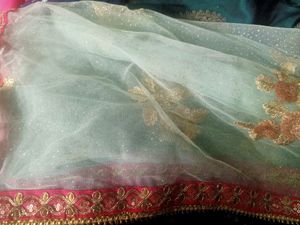 Pink &amp; Gold Embellished Blouse Piece