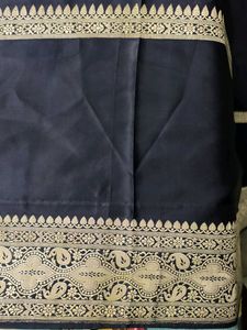 Elegant Navy Blue Banarasi Silk Saree