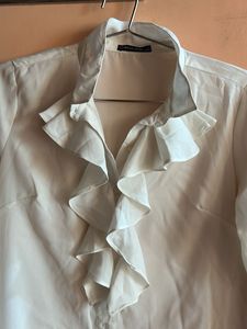 Elegant White Ruffle Blouse