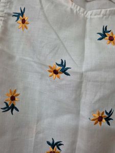 Floral Embroidered White Top