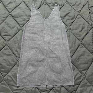 Washed Black Denim Pinafore Midi Dress