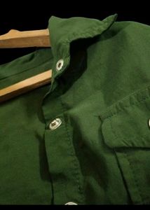 Women Olive Green Solid Crop Shirt