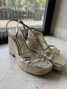 Zara Gold Wedge High Heels