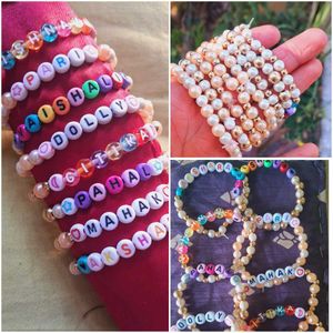 Personalized Name &amp; Pearl Beaded Bracelets