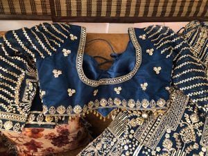 Blue Embellished Lehenga Choli With Dupatta