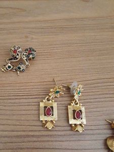 3 Elegant Gold Tone Earrings