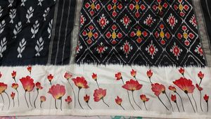 Pure Pochampalli Ikkat Silk Saree With Hand Paint