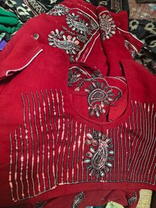 Partywear Saree For Women With Blouse