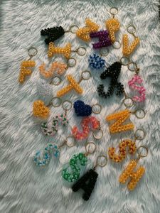 Beaded Initial Keychain