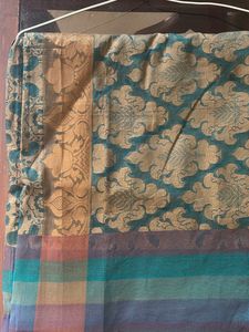 Green And Gold Netted Saree