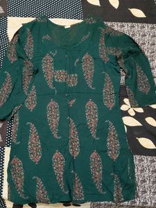 Green Printed Kurta