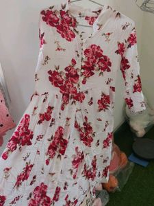 Elegant White Floral Cotton Dress