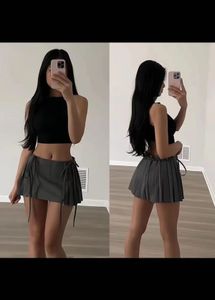 Y2K Grey Pleated Mini Skirt