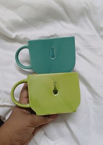 2 Ceramic Wall Hanging Planters