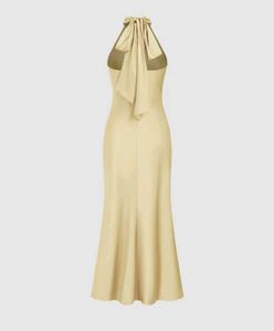 satin silk maxi halterneck dress