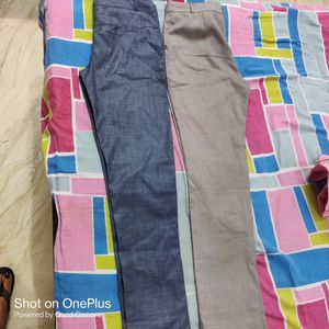 Combo of 3 ✌️formal pants. 1- Blue shine 2- Grey shine, 3-Brown size- 30