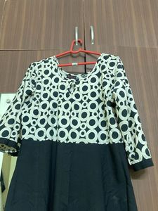Patterned Black &amp; White Dress