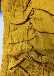 Mustard Yellow Ruched Balloon Sleeves Top