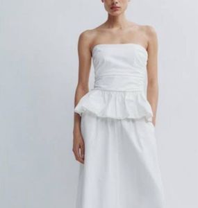 White Strapless Bubble Top