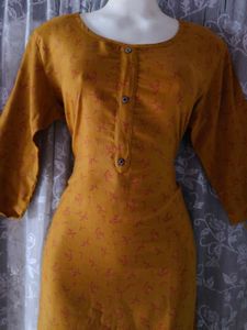 Floral Print Mustard Kurti