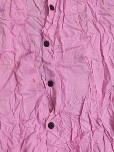 Pink Formal Shirt With Black Button Detail